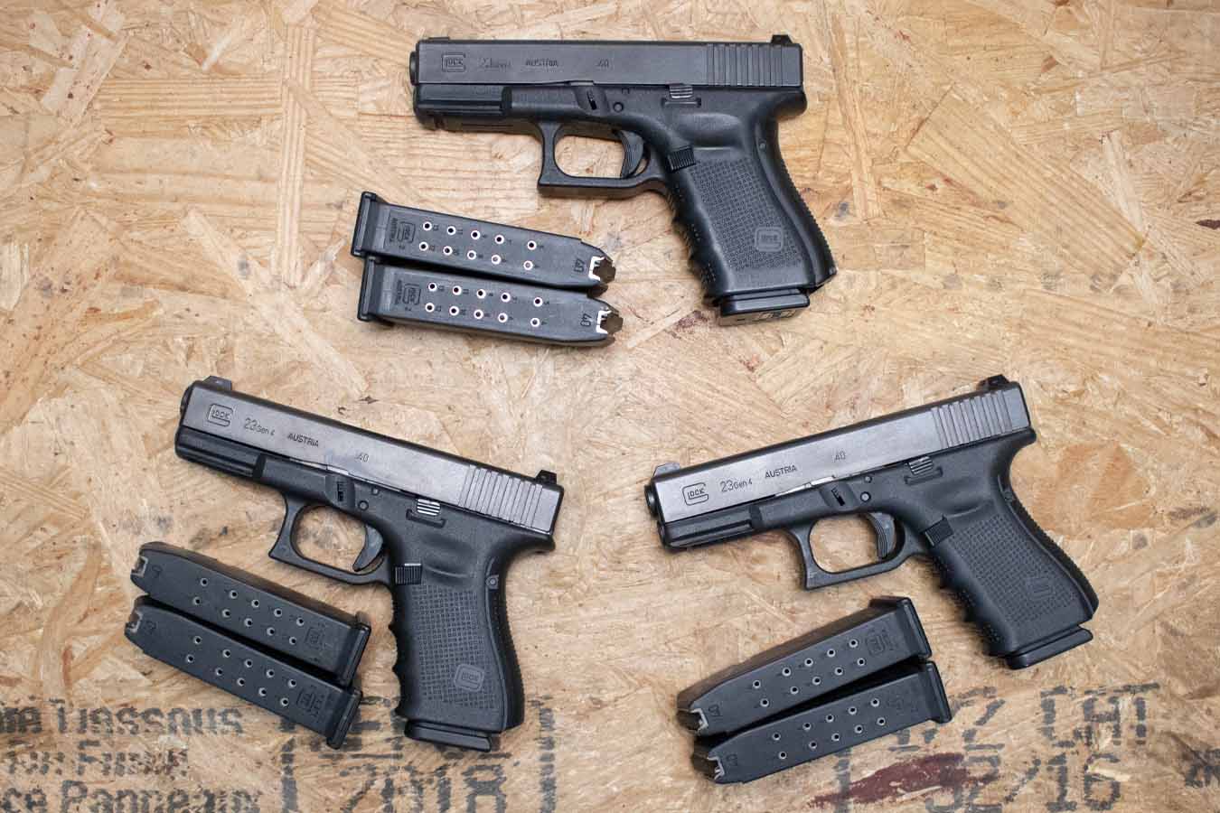 GLOCK 23 Gen4 40 S&W Police Trade-In Pistols with Three Magazines (Very Good Condition)